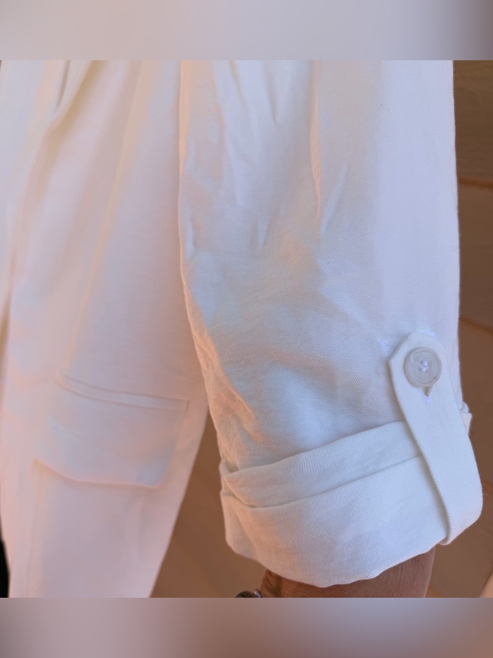 LOFT summer white Open-Front Blazer. Size L - Picture 7 of 12
